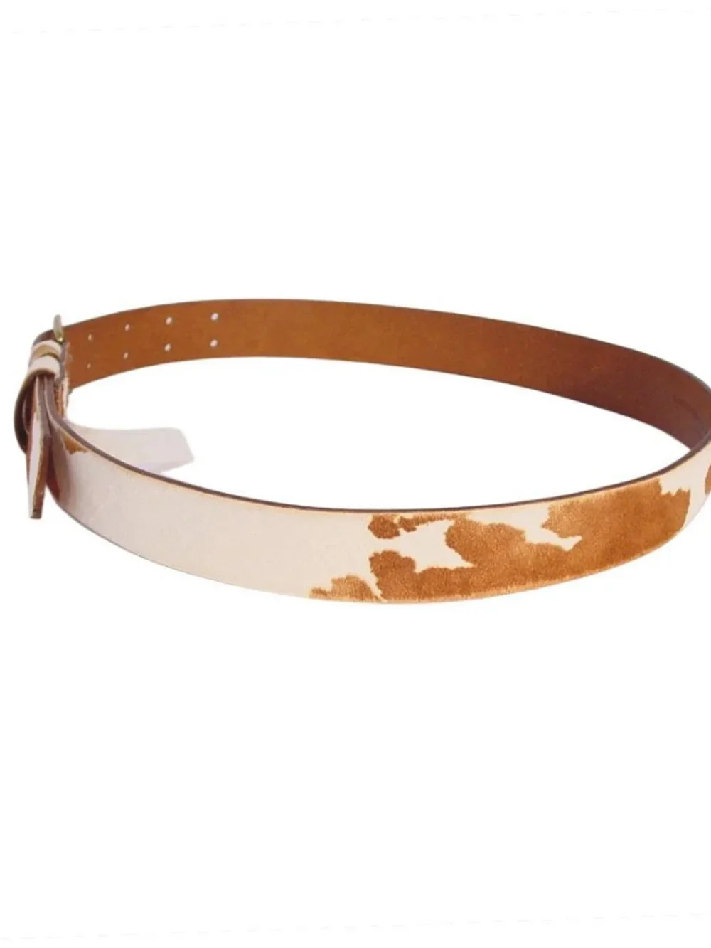 MADEWELL Genuine Calf Hair Cow Print Dual Prong Belt Women's S - Picture 5 of 7